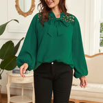 Fashion Long Sleeve Lace Tops Curvy Blouse Wholesale Plus Size Clothing
