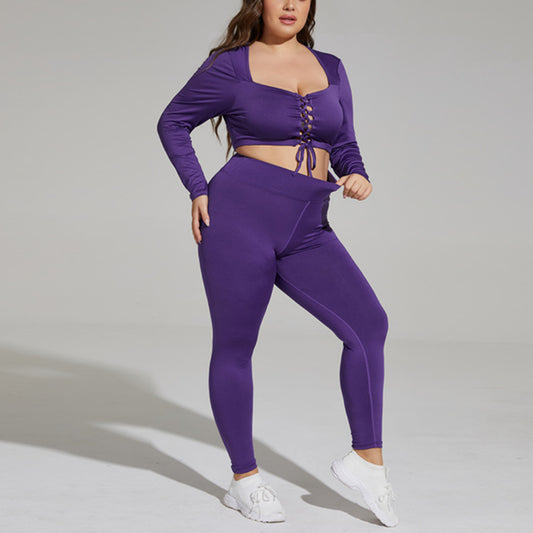 2pcs Yoga Fitness Suits Curvy Workout Sets Wholesale Plus Size Clothing