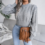 Plain Twist Crop Women Sweater Wholesale