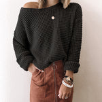 Diagonal Collar Casual Solid Tops Sweaters Wholesale