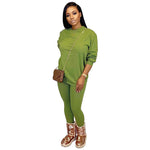 Women Wholesale Two-Piece Solid Color Round Neck Thick Sweater And Trousers