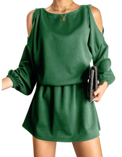 Women Wholesale Long Sleeve Off-Shoulder Solid Color Dress