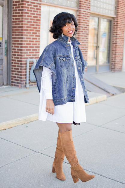 Baggy Sleeveless Button Down Turn-Down Collar Denim Top