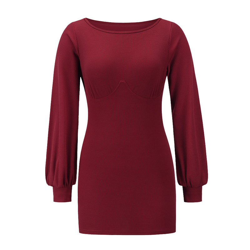 Long Sleeve Crew Neck Bodycon Knitted Dress Wholesale