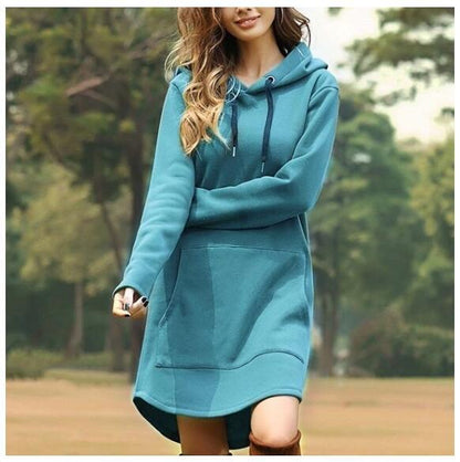 Loose Solid Color Wholesale Dresses Long-Sleeved Hoodie Dress