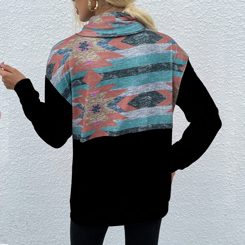 Pile Collar Geomatric Wholesale Women Sweatshirt