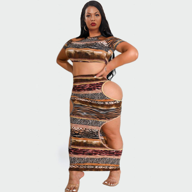 Sexy Print Short Sleeve Bodycon Maxi Wholesale Dresses Womens 2 Piece Sets