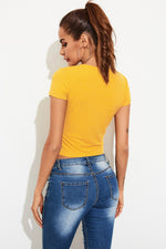 Sexy Slim Fit Deep V-Neck Short Sleeve T-Shirt Cardigan Wholesale Womens Tops