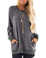 Round Collar Solid Color Long Sleeve Sweatshirts Hoodies Trendy Wholesale Clothing