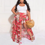 Sexy Vacation Suits Tops & Irregular Skirts Curvy 2pcse Sets Wholesale Plus Size Clothing