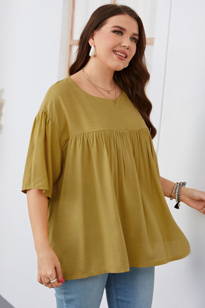 Casual Crew Neck Solid Color Top Short Sleeve Wholesale Plus Size Clothing