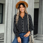 Fashion Striped Shirt Casual Blouse Wholesale Women Tops