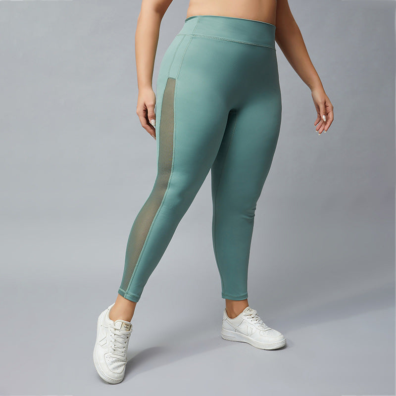 Seamless Mesh Stitching Sport Yoga Women Curvy Leggings Wholesale Plus Size Clothing