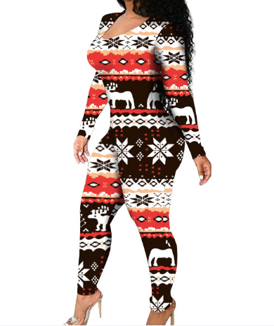 Xmas Skinny Wholesale Long Sleeve Women Jumpsuit