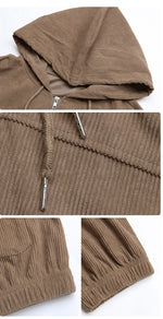 Women'S Zipper Cropped Hoodie Corduroy Short Jacket Wholesale Coats