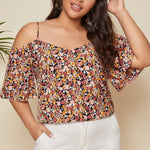Floral Print Sexy Women Curvy Summer Tops Wholesale Plus Size Clothing