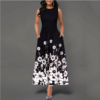 Floral Print Sleeveless Wholesale Swing Dresses for Summer