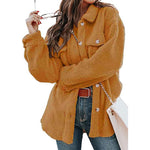 Lapel Collar Shirt Fleece Pocket Jacket Wholesale Womens Tops
