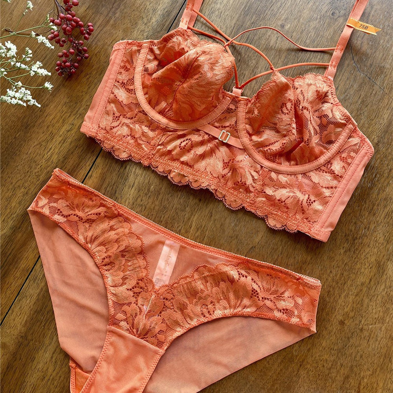 Lace Tie-Up Bra & Underpants Sexy Women 2pcs Sets Lingerie Wholesales
