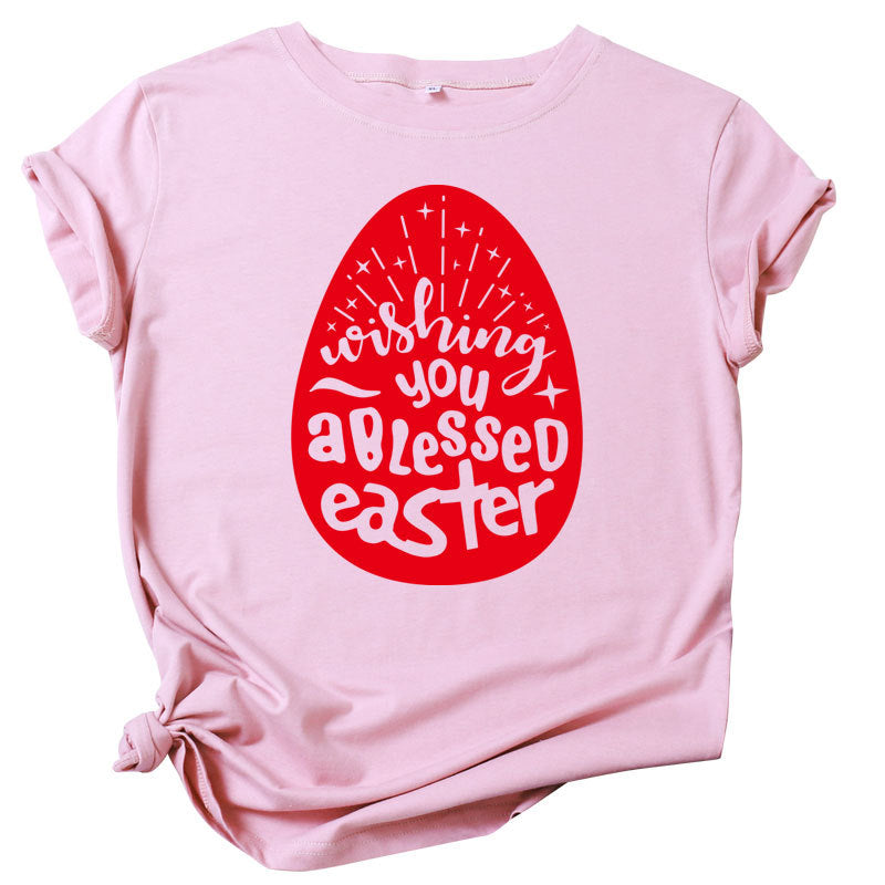 Women Fashion Easter Print Wholesale T-shirts Summer