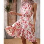 Fashion Floral Dress Sleeveless High Waist Casual Wholesale Dresses