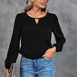 Solid Color Hollow Ruched Casual Shirt Wholesale Womens Tops