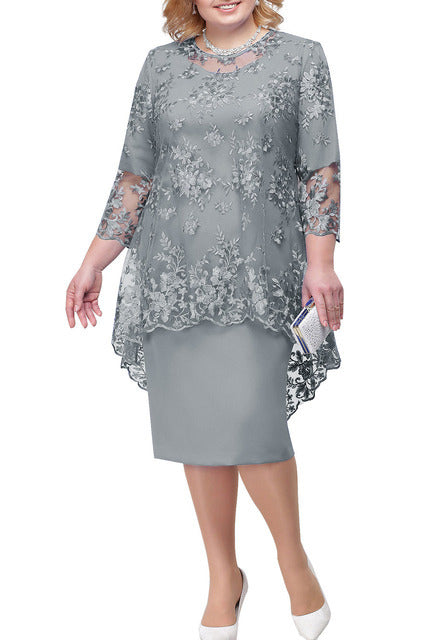 Lace Embroidery Curvy Pencil Dresses Wholesale Plus Size Clothing