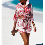 Printed Fashion Shirt Tops & Shorts Casual Resort Suits Wholesale Women'S 2 Piece Sets
