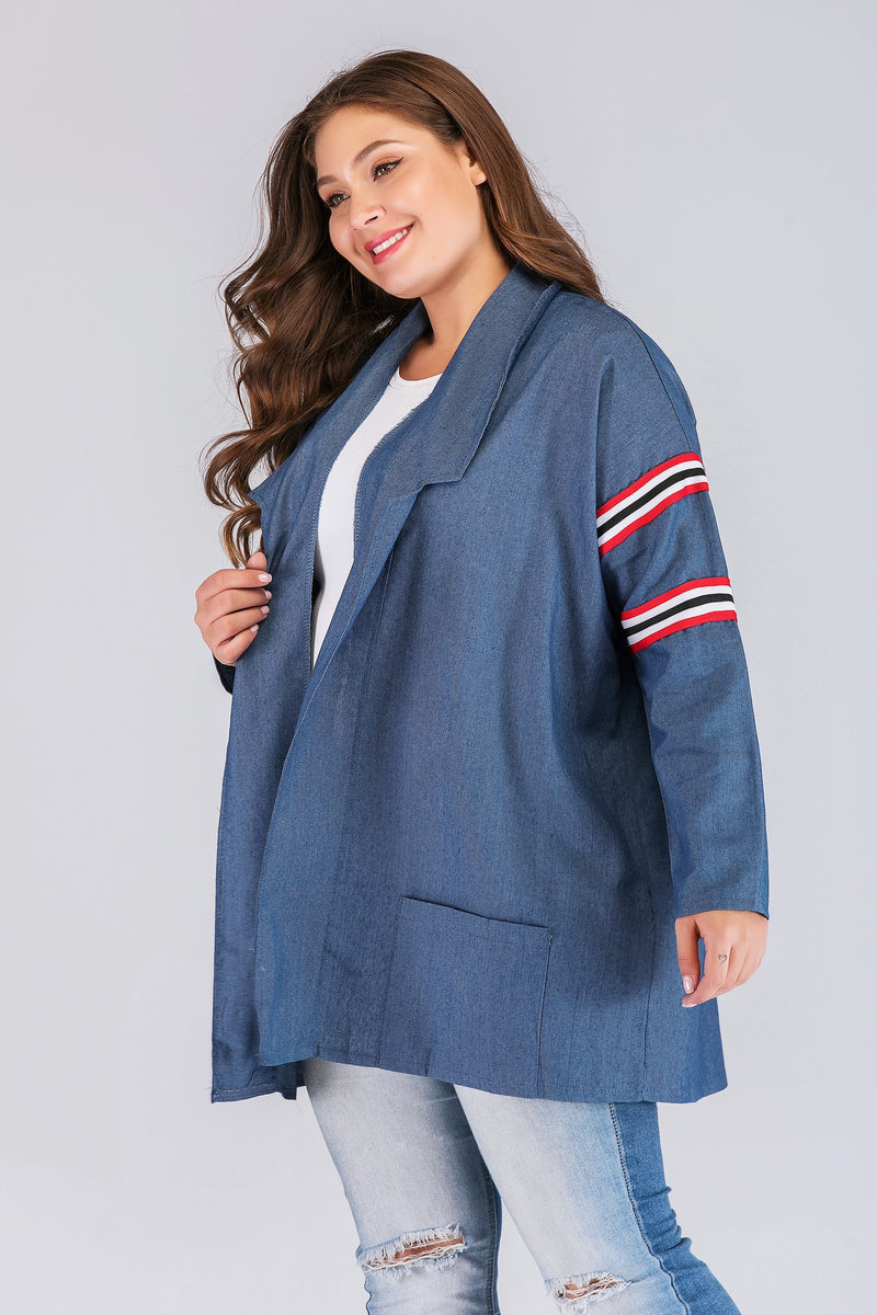 Casual Lapel Loose Long Sleeve Wind Coats Wholesale Plus Size Clothing