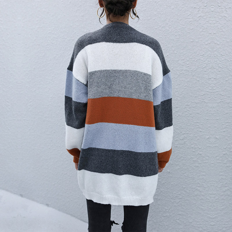 Fashion Casual Long Sleeve Colorblock Sweater Wholesale Cardigan