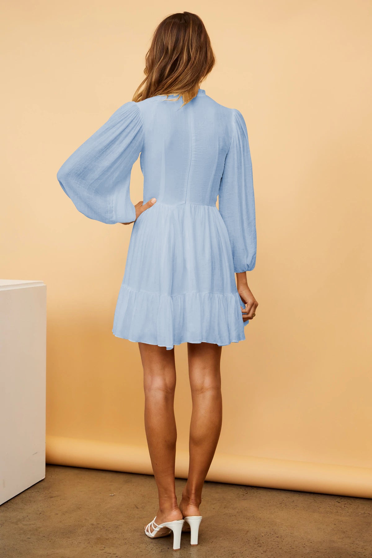 Lantern Long Sleeve Ruffle Collar Swing Dress Wholesale Dresses