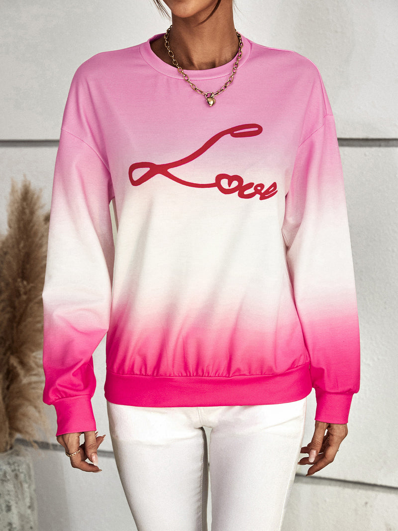Fashion Long-Sleeve Gradient Print Sweatshirt Wholesale Womens Tops