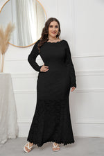 Elegant Women Curvy Fishtail Lace Maxi Dresses Wholesale Plus Size Clothing