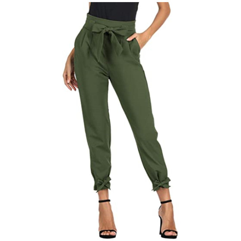 Trendy High Waist Bowknot Business Casual Women'S Pencil Trousers With Pocket Wholesale Pants Online SP531440