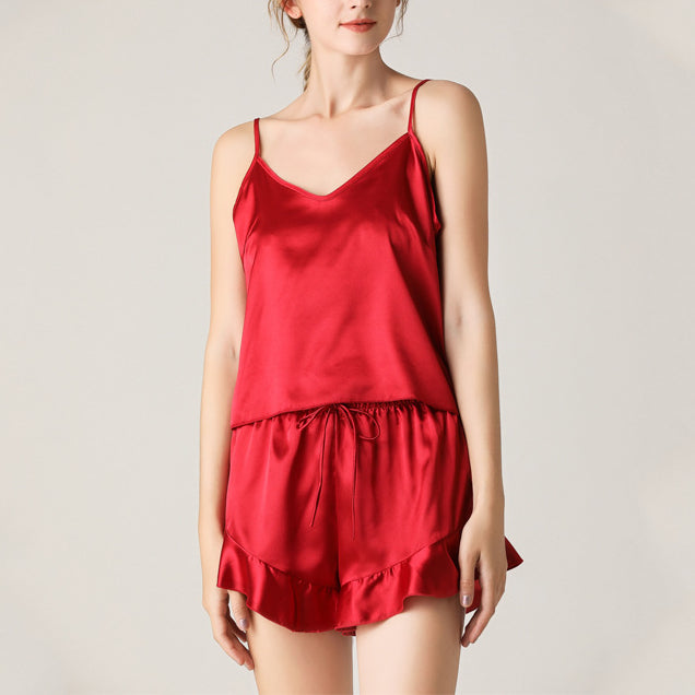 Women Sexy Satin Pajamas Camisole & Shorts 2pcs Wholesale Loungewear