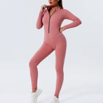 Seamless Yoga Tight Sports Long Sleeve Zipper Jumpsuit Wholesale Workout Clothes