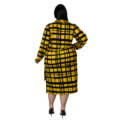 Irregular Plaid Printed Casual Wholesale Plus Size Dresses Fashion Clothing