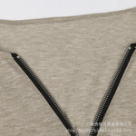 Zipper Long Sleeve Casual V-Neckline Top