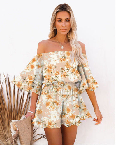 Flare Sleeve Off Shoulder Sexy Chiffon Rompers Wholesale Jumpsuits