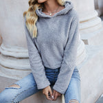 Solid Color Warm Women'S Hoodies Wholesale Fashion Short Sweaters