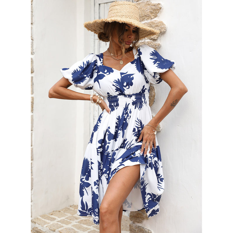 Women Fashion Short Sleeve V Neck Wholesale A Line Dresses Summer