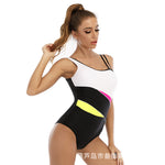 Sport Style One Piece Swimwears Triangle Colorblock Backless Swimsuit Vendors Wholesale