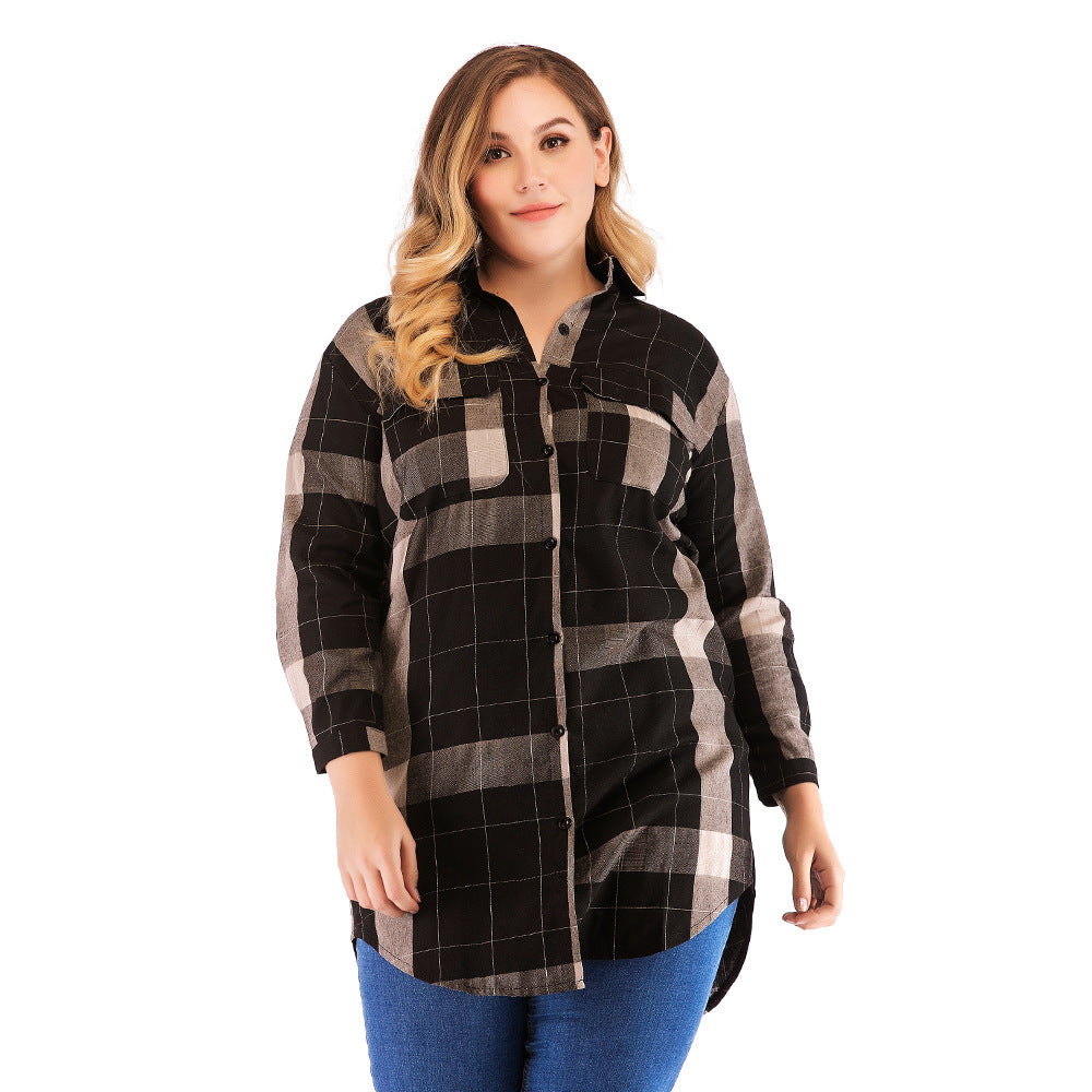 Checked Plus Size Blouse For Women