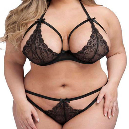 Lace Bra Sets Lingerie Plus Size Wholesale Solid Color Sexy See-Through