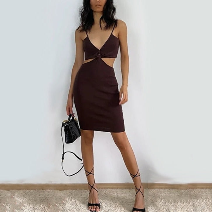 Sexy Slim Low-Cut Hollow Sling Knit Dress Wholesale Bodycon Dresses