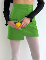Matte Asymmetric High Waist PU A-Line Skirt Wholesale Women Clothing
