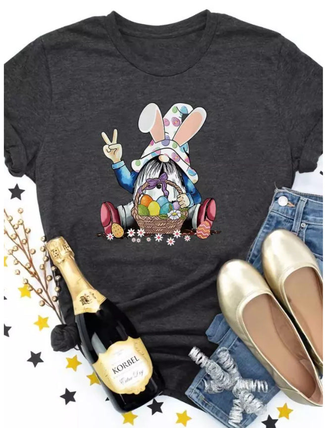 Happy Easter Rabbit Egg Print Short Sleeve Wholesale Summer T-shirts