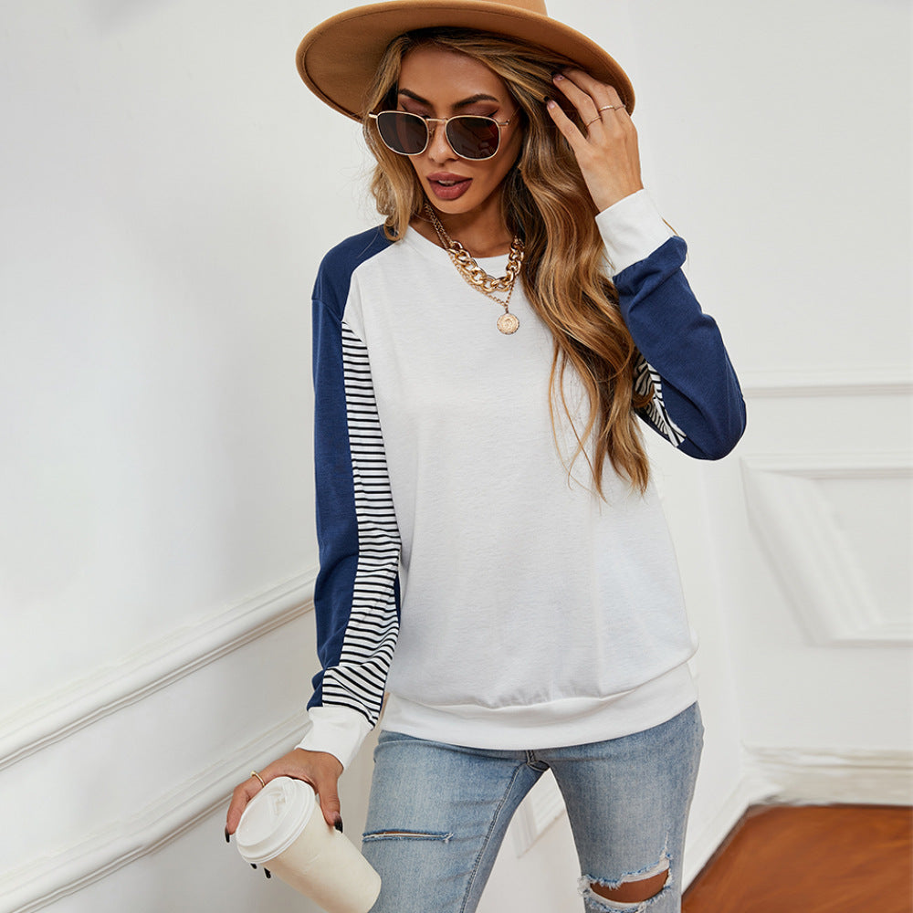 Striped Long Sleeve Top Wholesale Women Sweatshirt