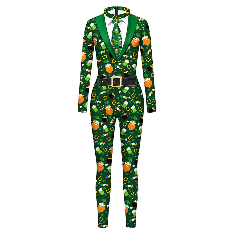 Long Sleeve Printed Wholesale Jumpsuits Wholesale Women's Holiday Wear For St. Patrick'S Day SJ182427