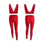 V Neck Sports Yoga Suits Wholesale Activewear Two-Piece Sets Solid Color